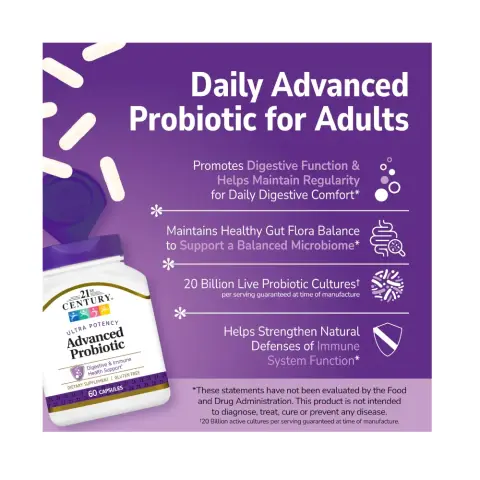 21St Century Advanced Probiotic 60 Capsules thumbnail 2