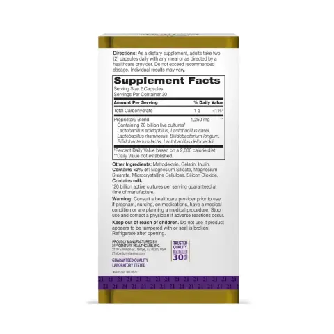 21St Century Advanced Probiotic 60 Capsules thumbnail 4