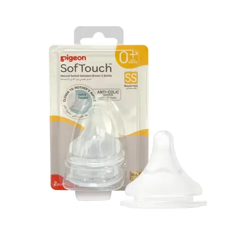 Pigeon Soft Touch Wide Neck Nipple SS 2 Pack thumbnail 1