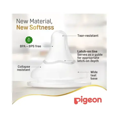 Pigeon Soft Touch Wide Neck Nipple SS 2 Pack thumbnail 2