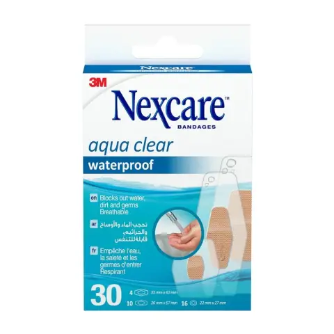 3M Nexcare Aqua Clear Waterproof Transparent Bandages 20s