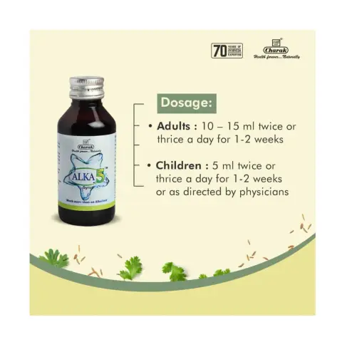 Charak Alka 5 Urinary Alkaliser Herbal Syrup 100ml thumbnail 4