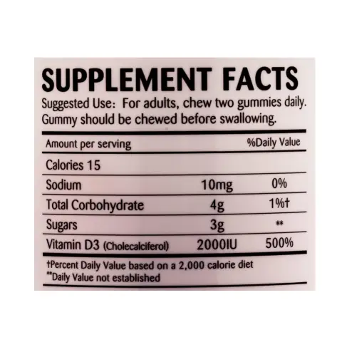 Amerix Vitamin D3 2000IU 60 Gummies thumbnail 2