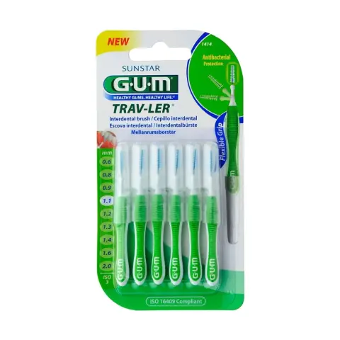 Gum Trav-Ler 1414 1.1mm Interdental Brush 6 pcs thumbnail 1