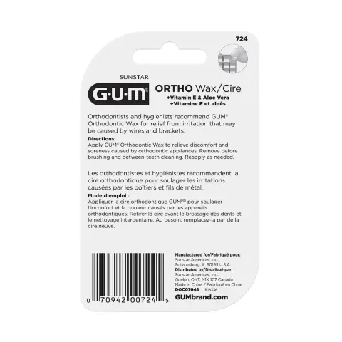 GUM 724 Orthodontic Mint Wax for Braces Comfort thumbnail 2