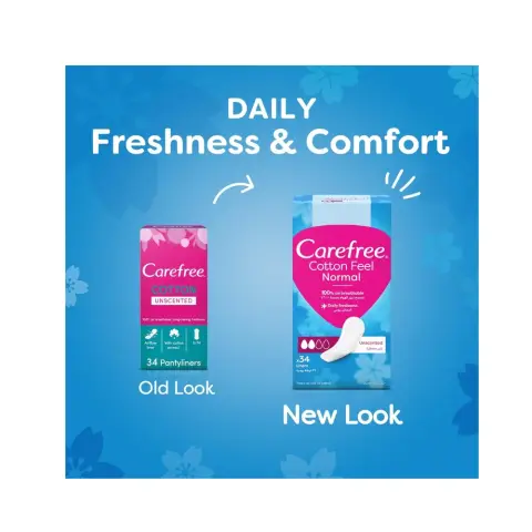 Carefree Cotton Pantyline Breathable Unscented 34 PC thumbnail 2