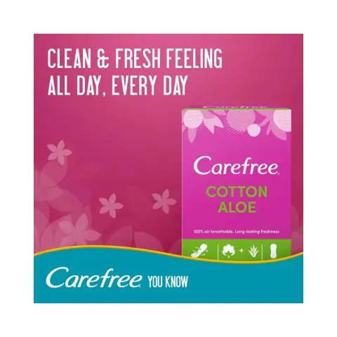 Carefree Cotton Pantyliner Aloe IIndividual Folded Wrapped 30 PC thumbnail 2