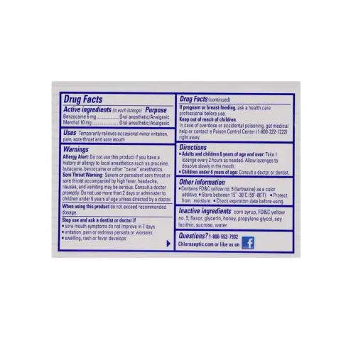 Chloraseptic Honey & Lemon Lozenges 18s thumbnail 2