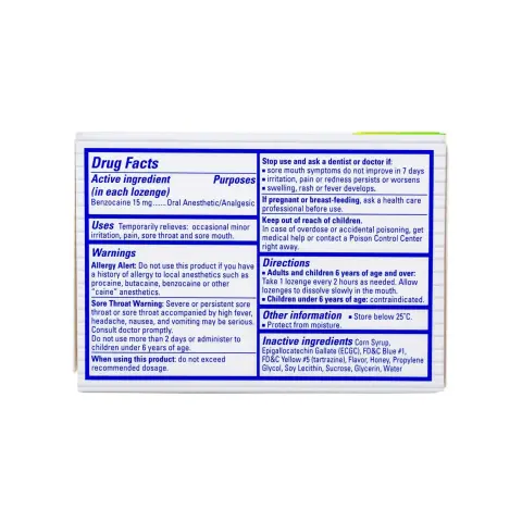 Chloraseptic Warming Green Tea & Honey Lozenges 18s thumbnail 2
