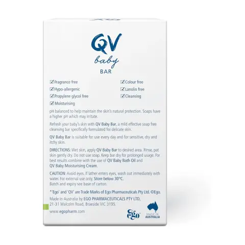 Ego QV Baby Gentle Fragrance-Free Cleansing Soap Bar 100g thumbnail 2