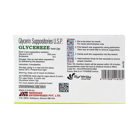 Glycereze Adult 3g Suppositories 10s thumbnail 2