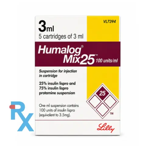 Humalog Mix 25 Cartridge 3ml 5s thumbnail 1