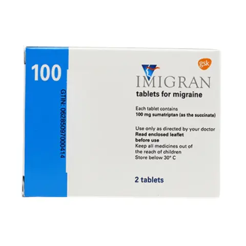 Imigran 100mg Tablets 2s thumbnail 1