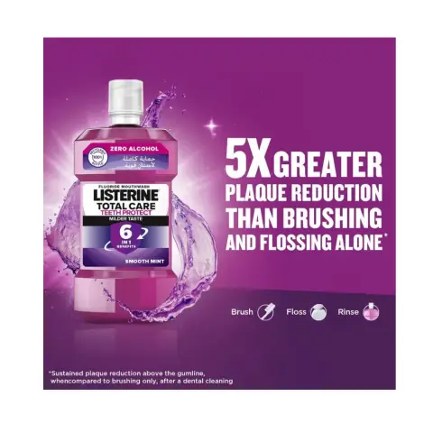 Listerine Total Care Teeth Protect Zero Alcohol Mouthwash 250mL thumbnail 2