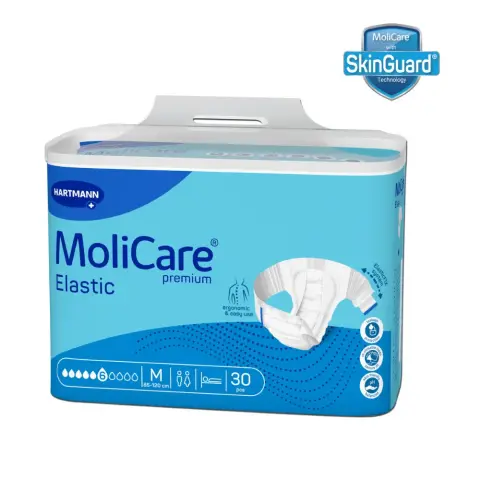 Molicare Premium Elastic Adult Diaper, Slip diapers for adult incontinence, Unisex, Medium, 6 Drops, 30pcs/pack thumbnail 1