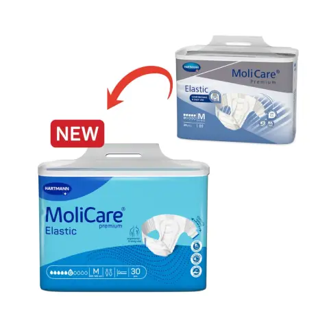 Molicare Premium Elastic Adult Diaper, Slip diapers for adult incontinence, Unisex, Medium, 6 Drops, 30pcs/pack thumbnail 2