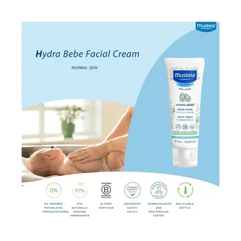 Mustela Hydra Baby Moisturising Face Cream for Newborn 40ml thumbnail 2