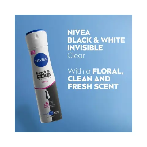 Nivea Black & White Invisible Antiperspirant Deodorant Spray for Women 150mL thumbnail 3
