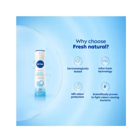 Nivea Deodorant, Fresh Natural, Women, 150 mL  thumbnail 2