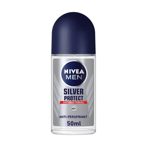 Nivea Nv304Antiperspirant Roll-on for Men, Silver Protect Antibacterial Protection, 50mL thumbnail 1