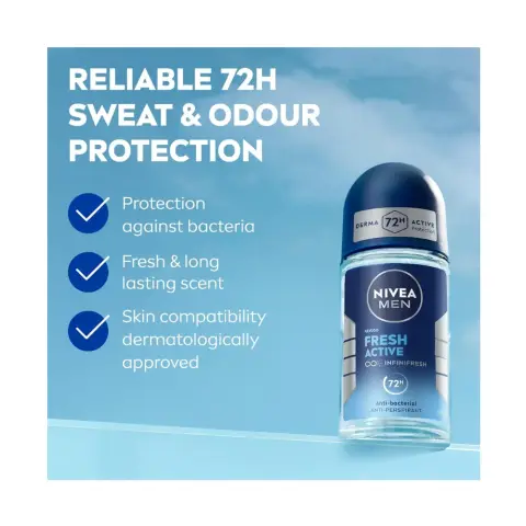Nivea Nv307 Antiperspirant Roll-on for Men, Fresh Active Fresh Scent, 50mL thumbnail 2