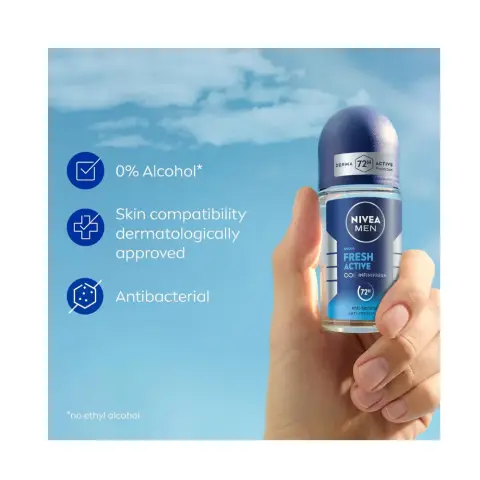 Nivea Nv307 Antiperspirant Roll-on for Men, Fresh Active Fresh Scent, 50mL thumbnail 3