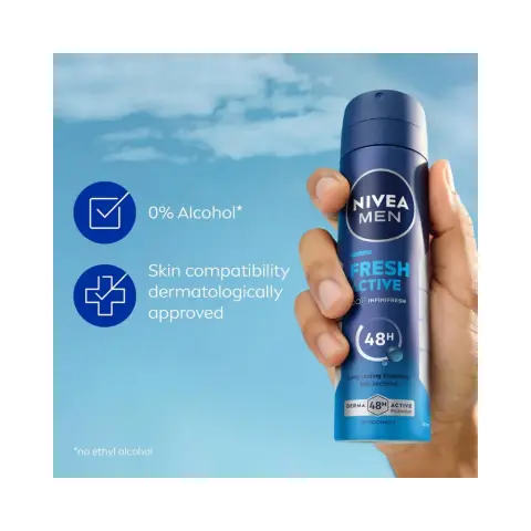 Nivea Nv323 Deo Spray Fresh Active Men 150mL thumbnail 3