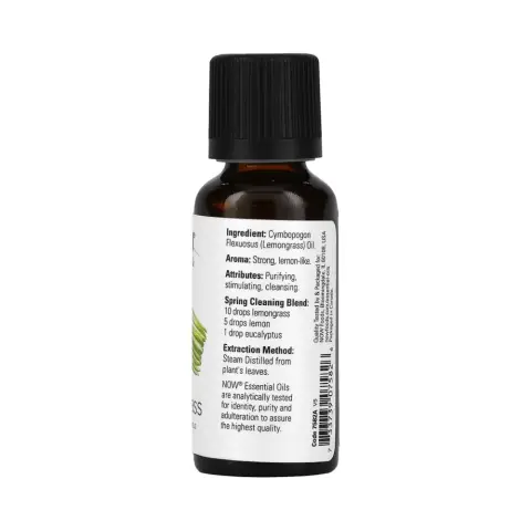Now 100% Pure Lemongrass Essential Oil 30mL thumbnail 3