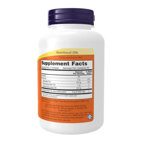 Now Pumpkin Seed Oil 1000mg Prostate & Urinary Health Softgels 100s thumbnail 2