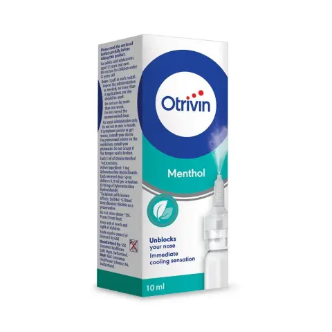 Otrivin Adult 0.1% Menthol Nasal Spray 10mL thumbnail 1