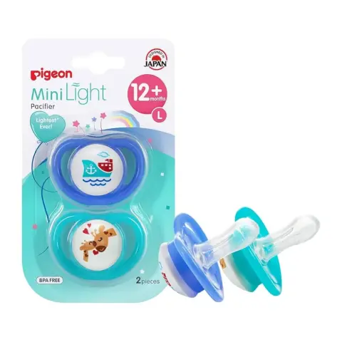 Pigeon Minilight BPA-Free Silicone Baby Pacifier 12+ Months Large 2s