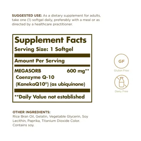 Solgar Megasorb CoQ-10 600mg Capsules – 30 Capsules thumbnail 2