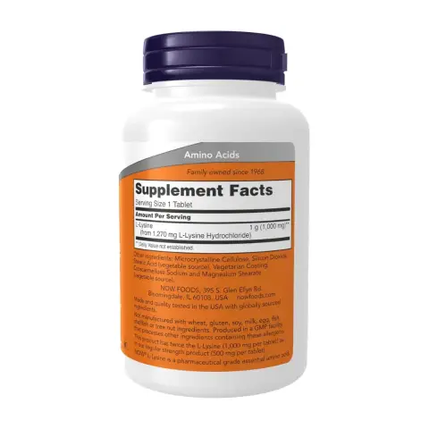 Now L-Lysine Double Strength Immune & Skin Support Tablets 1000mg 100s thumbnail 2