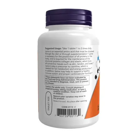 Now L-Lysine Double Strength Immune & Skin Support Tablets 1000mg 100s thumbnail 3
