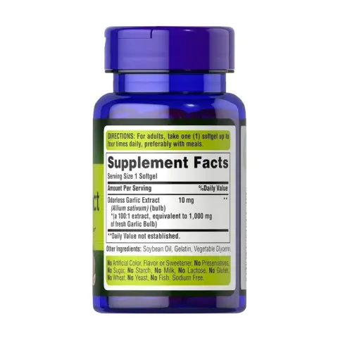 Puritans Pride Odorless Garlic 1000Iu Softgels 100S thumbnail 2