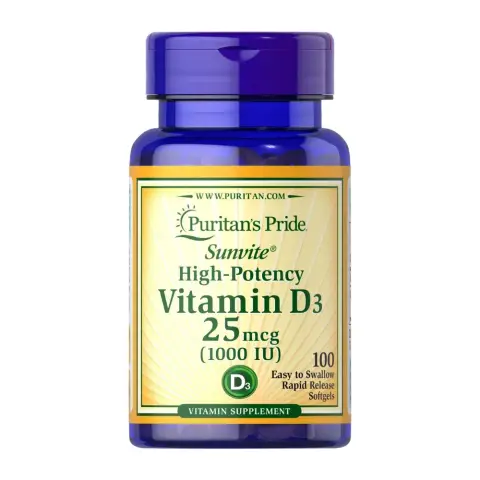 Puritans Pride Vitamin D3 1000Iu Softgel 100S thumbnail 1