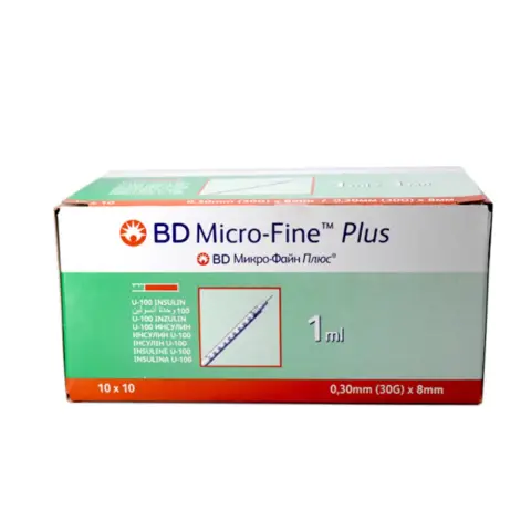 BD Micro Fine Plus 1mL 30G 8MM Insulin Syringe 100 PC thumbnail 1
