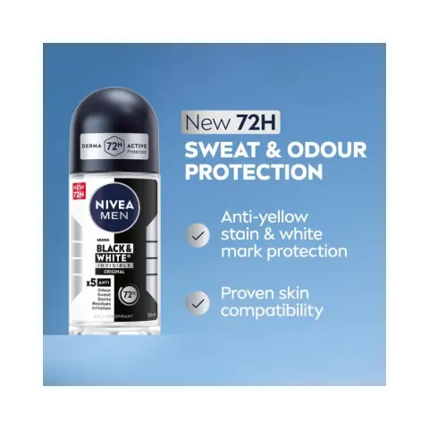 Nivea Deo Roll-On B&W Original 50mL thumbnail 2