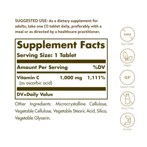 Solgar Vitamin C 1000mg Tablets – 90 Tablets thumbnail 2