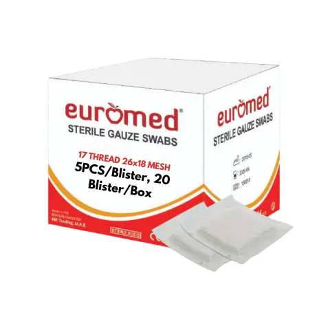 Euromed Sterile Gauze Swabs 5x5cm 8-Ply Wound Care Dressing 20s thumbnail 1