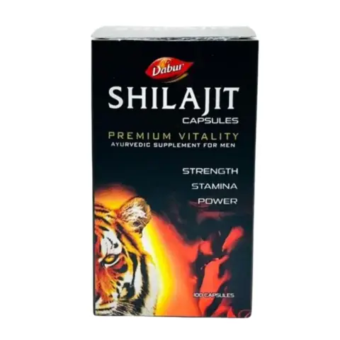 Dabur Shilajit Pure Herbal Energy & Vitality Support Capsules 30s