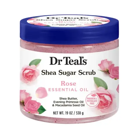 Dr Teal's Rose Shea Butter Sugar Scrub Exfoliating Bath Scrub 538g