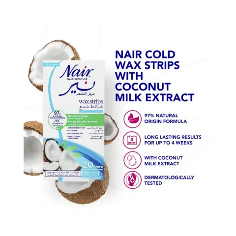 Nair Wax Sensitive Skin Coconut Strips 20S thumbnail 3