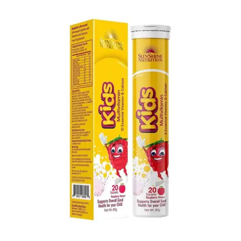 Sunshine Nutrition Kids Multi Vitamin Raspberry Effervescent Tablets 20s thumbnail 1