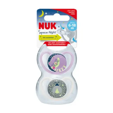 Nuk Snk716 Space Night Silicone Soother 6-18M-619 thumbnail 1