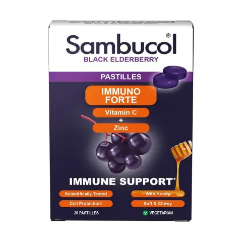 Sambucol Immuno Forte + Vit C + Zinc Pastilles 20S thumbnail 1