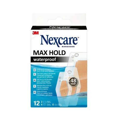 3M Nexcare Max Hold Waterproof Bandages 12s thumbnail 1