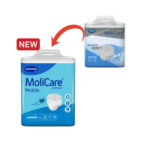Molicare Premium Mobile Adult Diaper Pants, Diapers pants for adult incontinence, Unisex, Medium, 6 drops, 14 pieces / pack thumbnail 2