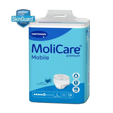 Molicare Premium Mobile Adult Diaper Pants, Diapers pants for adult incontinence, Unisex, Large, 6 drops, 14 pieces / pack thumbnail 1