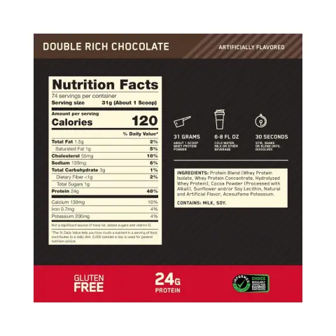Optimum Nutrition 100% Whey Gold Standard Double Rich Chocolate 5lb thumbnail 2